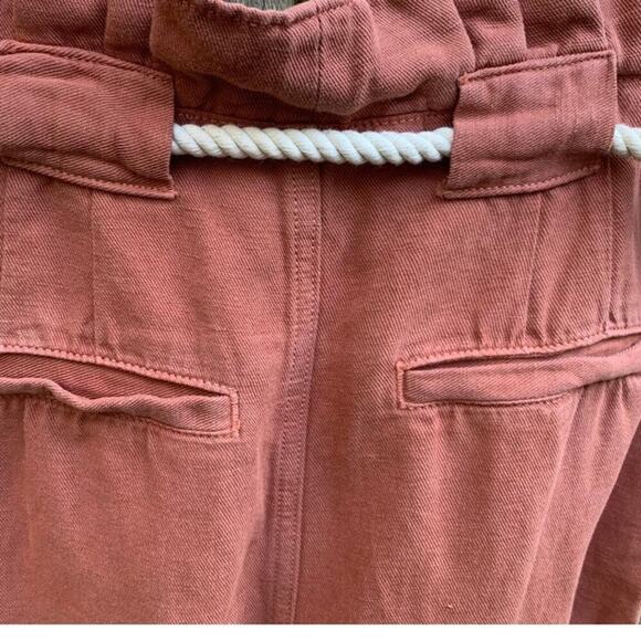 NWOT Veronica Beard Karter Linen Blend Paperbag Waist Pants Moca Brick Size 4 - Picture 5 of 9